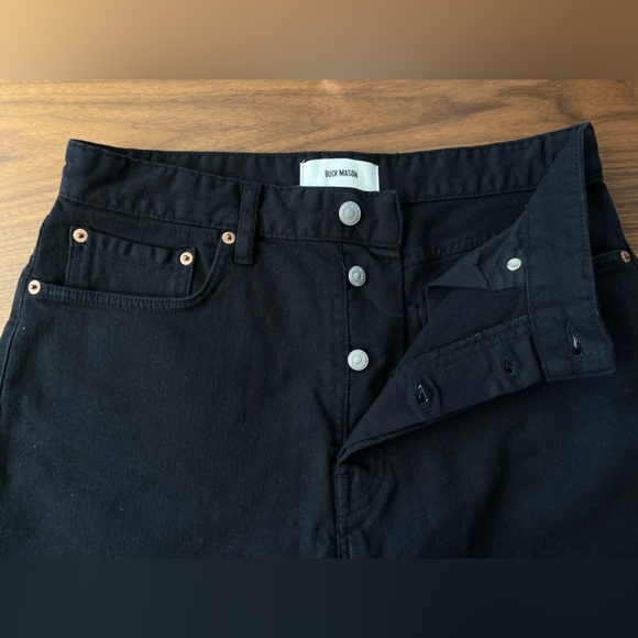 BUCK MASON Black Denim Shorts - Picture 2 of 5